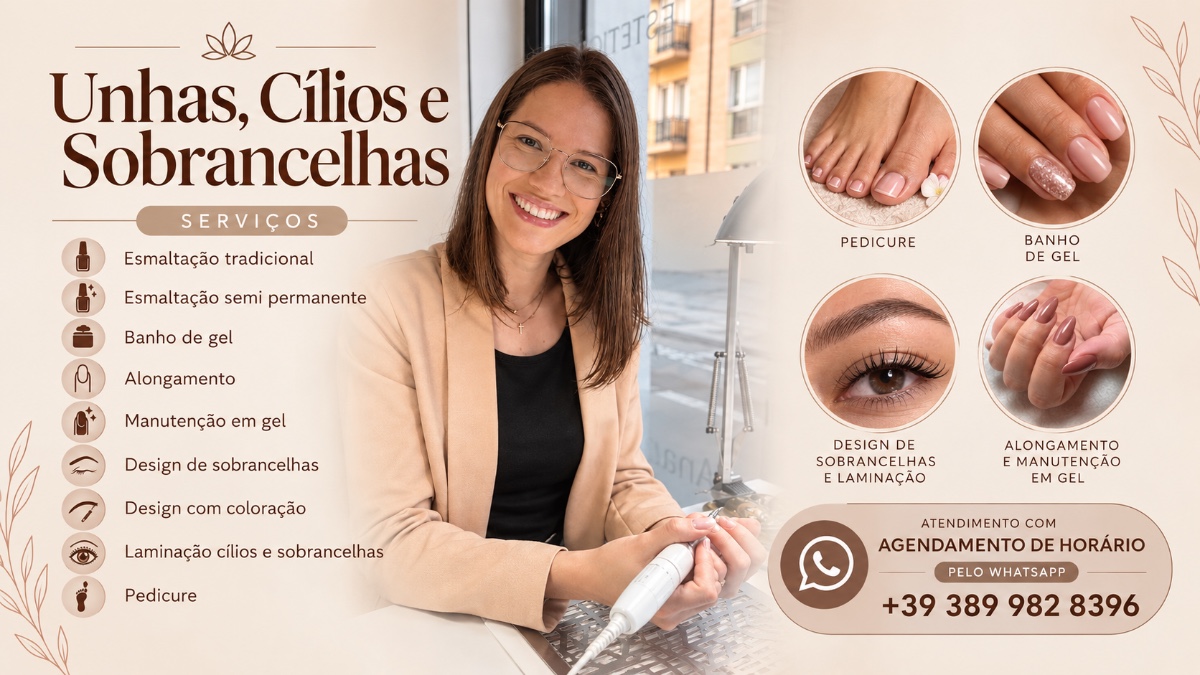 Manicure, pedicure e design de sobrancelha