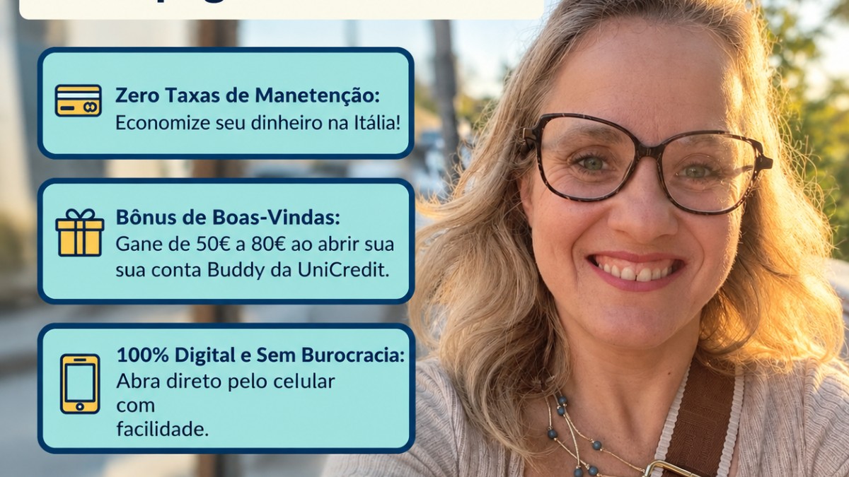 Conta Bancária Italiana Sem Taxas (UniCredit) + 80€ de Bônus de Boas-Vindas 🇮🇹💶